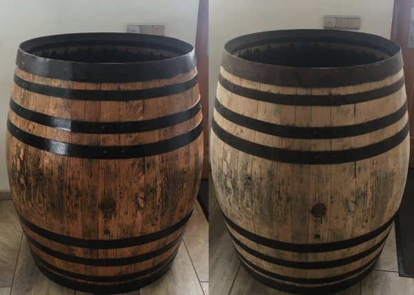 Tauchbecken Whiskyfass abgeschliffen 600 Liter Tauchbottich Saunatauchbecken